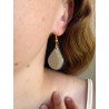 Purple teardrop dangle earring with yellow doodles (Sold individually)