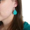 Turquoise blue teardrop dangle earring with aqua green doodles (Sold individually)