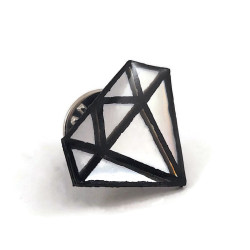 Iridescent and black graphic diamond pin badge