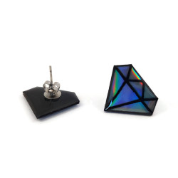 Puces d'oreilles diamants graphiques irisés et noirs