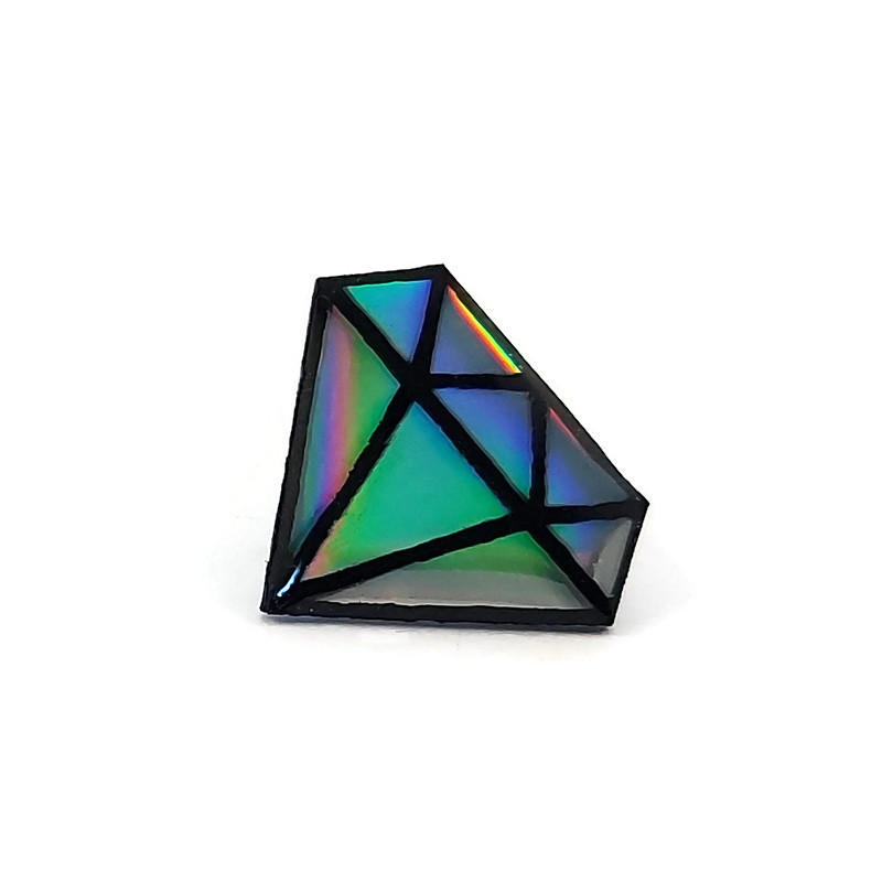 Puce d'oreille diamant graphique irisé et noir (Vendue à l'unité)