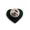 Green leaf heart-shaped pin badge