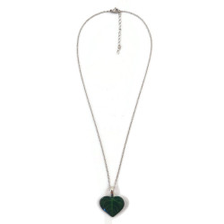 Collier feuille verte en forme de coeur