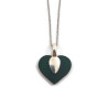 Collier feuille verte en forme de coeur
