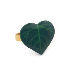 Heart-shaped green leaf ring
