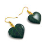 Green heart-shaped leaves dangle earrings