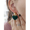 Green heart-shaped leaf dangle earring (Sold individually)