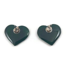 Green heart-shaped leaves ear studs