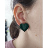 Green heart-shaped leaves ear studs