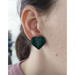 Green heart-shaped leaf ear stud (Sold individually)
