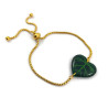 Bracelet réglable feuille verte en forme de cœur