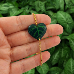 Adjustable green heart-shaped leaf bracelet
