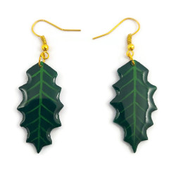 Holly leaves dangle earrings