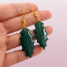 Holly leaves dangle earrings