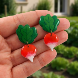 Puces d'oreilles pendantes en forme de radis (Vendues à l'unité)