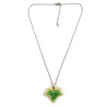 Collier avec pendentif en forme de feuille de lierre panaché jaune et verte