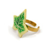 Bague fantaisie en forme de feuille de lierre panaché jaune et verte