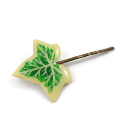 Épingle à cheveux en forme de feuille de lierre panaché jaune et verte