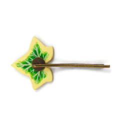 Yellow and green variegated ivy leaf bobby pin