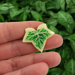 Magnet en forme de feuille de lierre panaché jaune et vert