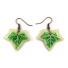 Yellow and green variegated ivy leaves dangle earrings