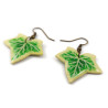 Boucles d'oreilles pendantes en forme de feuilles de lierre panaché jaunes et vertes