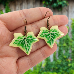 Yellow and green variegated ivy leaves dangle earrings (sold individually)