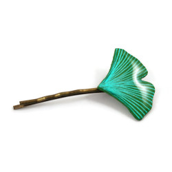 Épingle à cheveux en forme de feuille de ginkgo verte