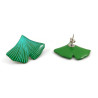 Green ginkgo leaves ear studs
