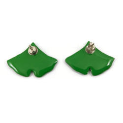Green ginkgo leaves ear studs