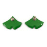 Green ginkgo leaves ear studs