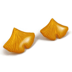 Yellow ginkgo leaves ear studs