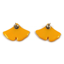 Yellow ginkgo leaves ear studs