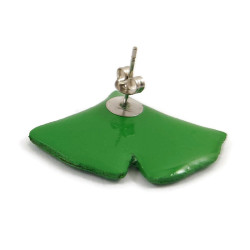 Puce d'oreille en forme de feuille de ginkgo verte (Vendue à l'unité)