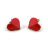 Puces d'oreilles petits coeurs bicolores rouges et rose