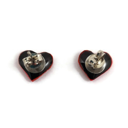 Puces d'oreilles petits coeurs bicolores rouges et rose
