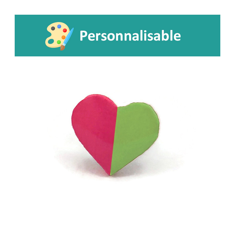 Small customizable bicolor heart ear stud (Sold individually)