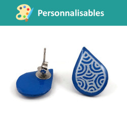 Customizable droplets ear chips with white doodles