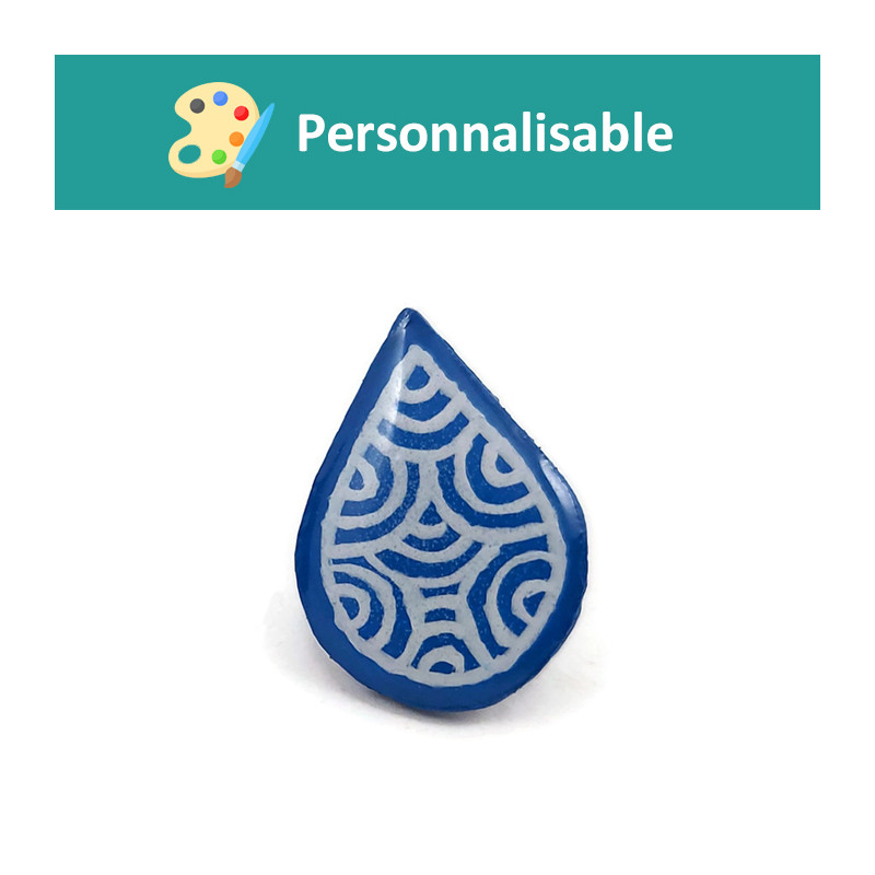 Customizable droplet ear chip with white doodles (sold individually)