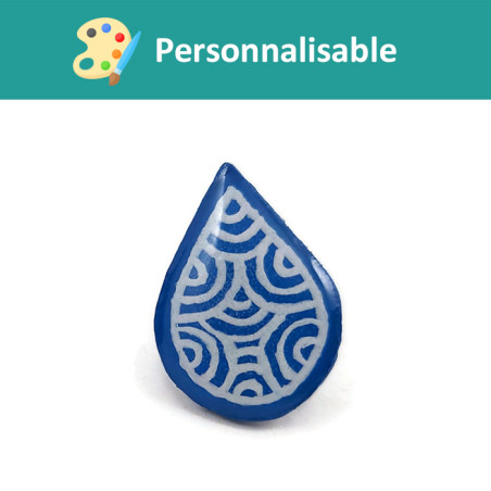 Puce d'oreille petite goutte personnalisable aux volutes blanches (vendue à l'unité)