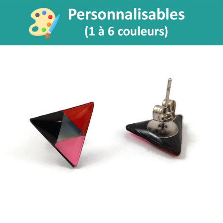 Clous d'oreilles personnalisables en forme de petits triangles (1 à 6 couleurs au choix)