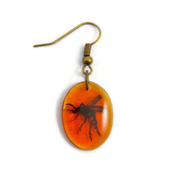 Boucle d'oreille moustique dans l'ambre (vendue à l'unité)