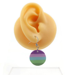 Boucle d'oreille ronde aux couleurs du drapeau Torique (Vendue à l'unité)