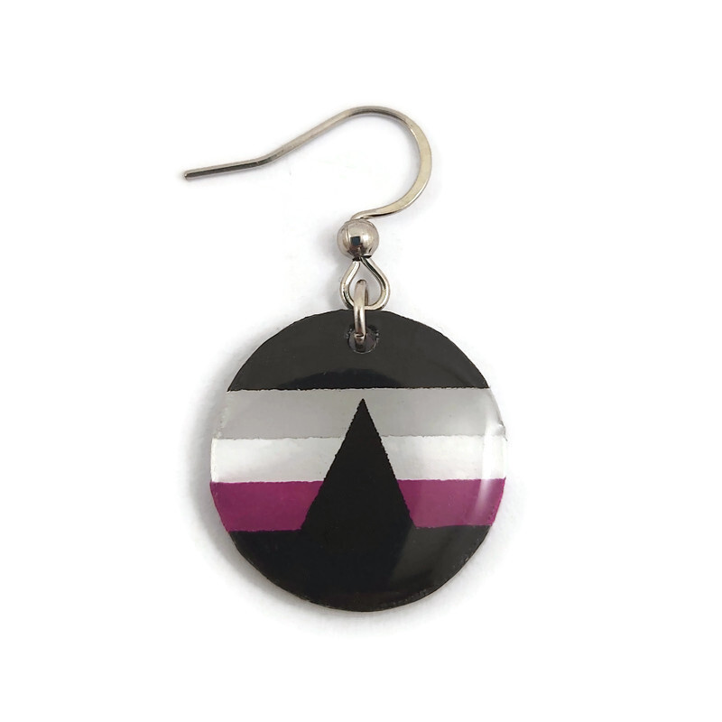 Boucle d'oreille ronde aux couleurs du drapeau Dysphorasexuel (Vendue à l'unité)