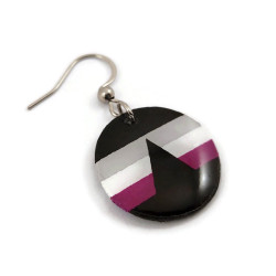 Boucle d'oreille ronde aux couleurs du drapeau Dysphorasexuel (Vendue à l'unité)