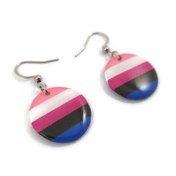 Boucles d'oreilles rondes aux couleurs du drapeau Genderfluid