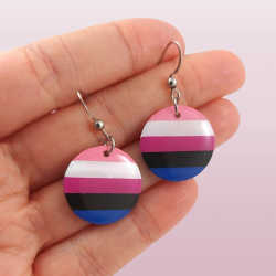 Boucles d'oreilles rondes aux couleurs du drapeau Genderfluid