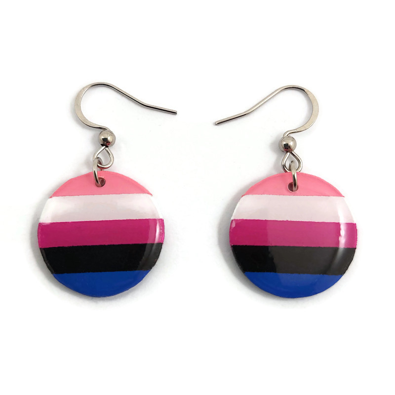 Boucles d'oreilles rondes aux couleurs du drapeau Genderfluid