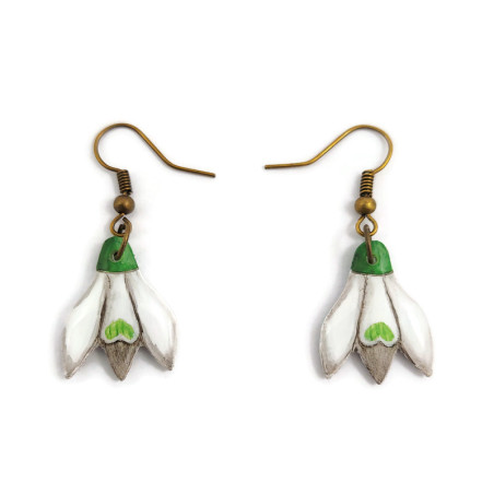 Snowdrop flowers dangle earrings