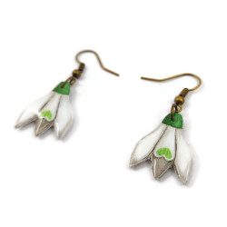 Snowdrop flowers dangle earrings